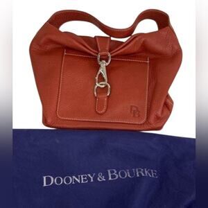 Dooney & Bourke Orange Red Leather Satchel Hobo Handbag